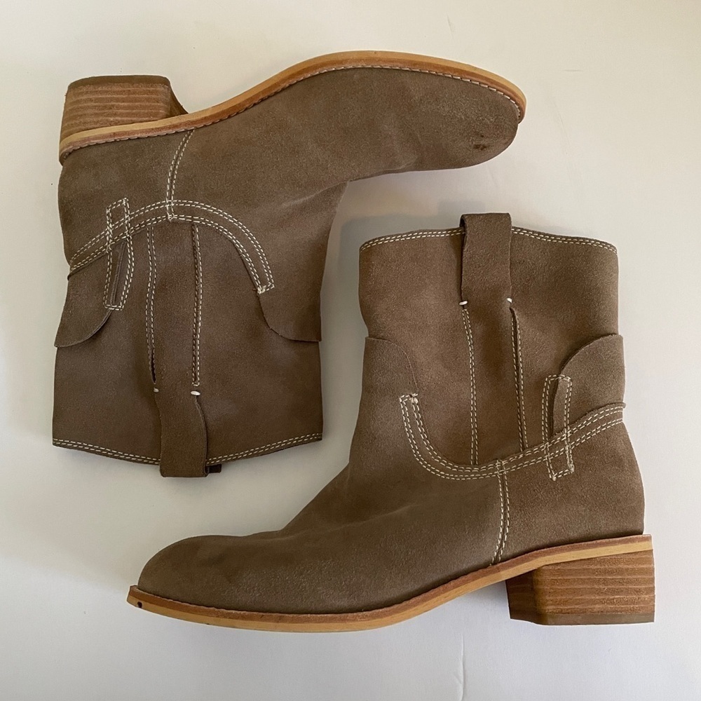 Jeffrey Campbell Ibiza 8.5 Suede Leather Light Brown Booties Boots Western Boho